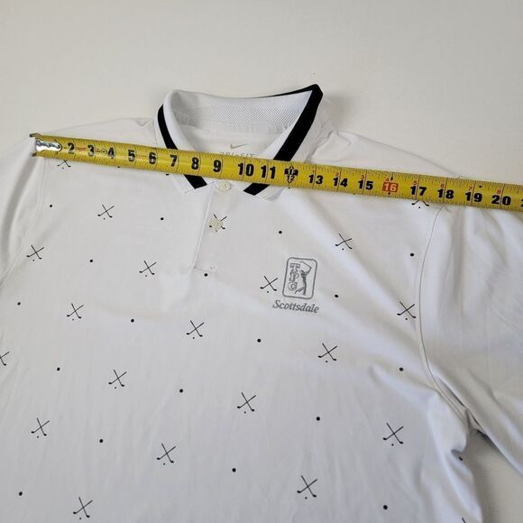 Nike Golf Polo Mens Large White Vapor Print Performance Dri Fit Short Sleeve - Picture 6 of 11
